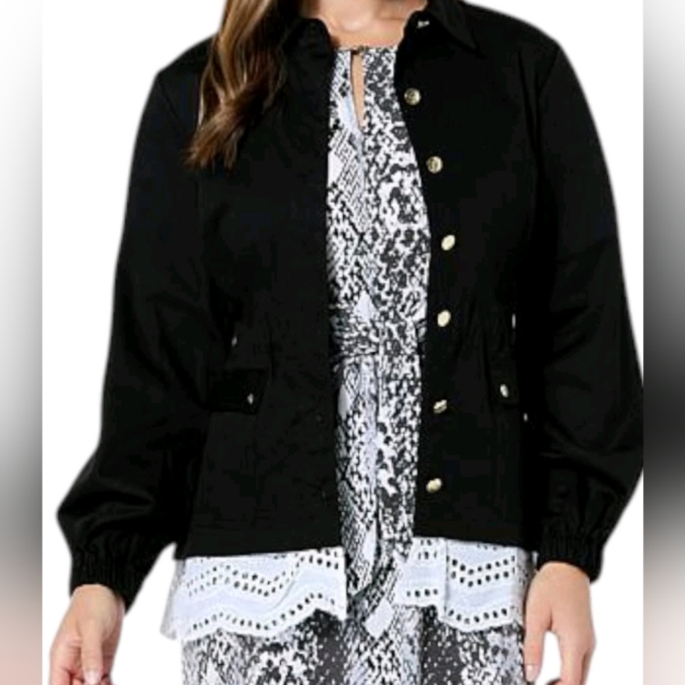 C. Wonder by Christian Siriano Women's Mixed Media Utility Jacket Black Sz Med